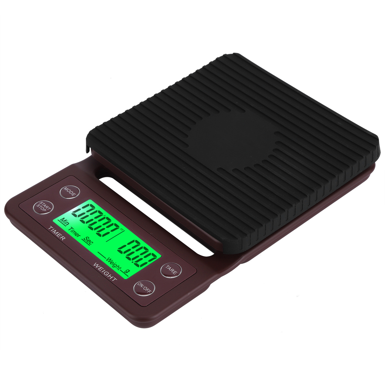 Kaffeewaage Mit Timer, Tragbare Elektronische Digitale Küchenwaage, Lebensmittelwaage, Weinrot, 5 Kg/0,1