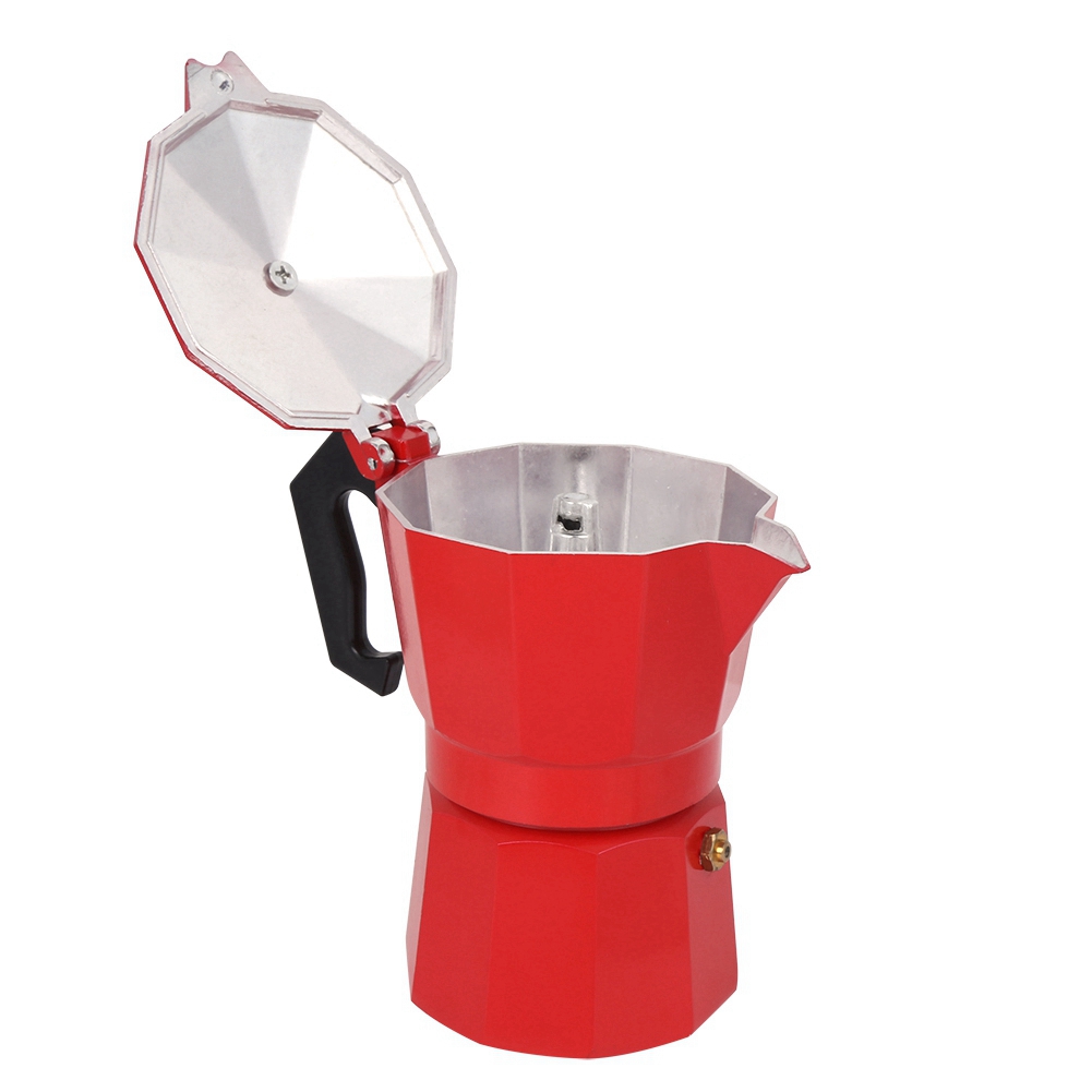 300 Ml (6 Tassen) Fassungsvermögen, Aluminium-kaffeekanne, Mokkakanne, Zubehör Für Büro Und Zuhause, Rot