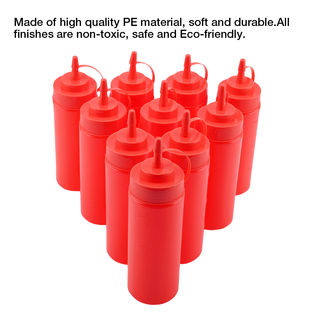 340 Ml 10 Stück / Set Kunststoff-gewürzspender Für Soßen, Öl, Sahne, Essig (rot)