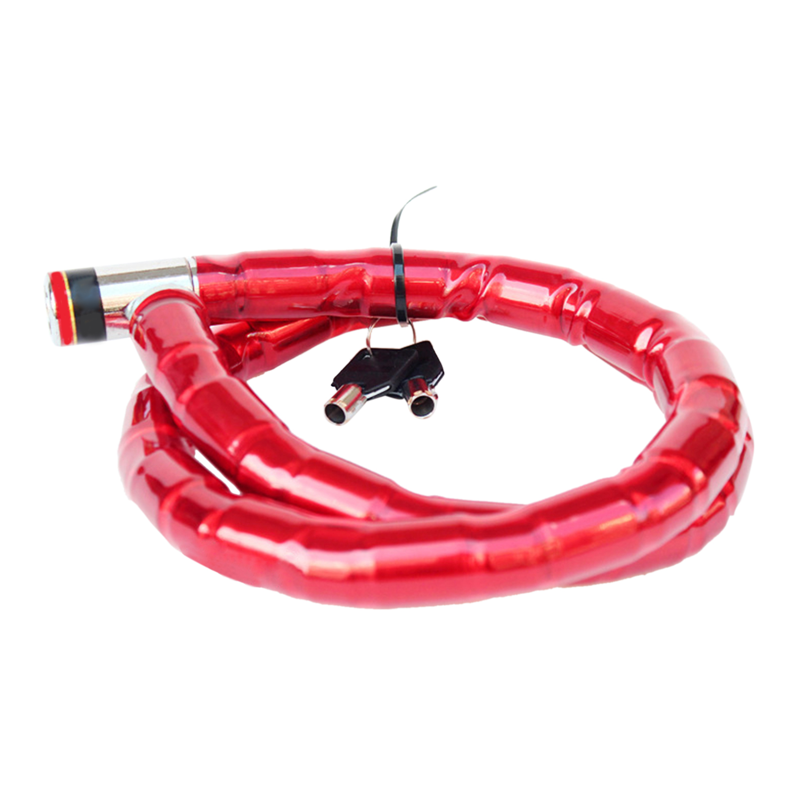 Antivol De Vélo À Câble Spiralé Rouge, Étanche Et Résistant À La Rouille, Facile À Transporter, Universel.