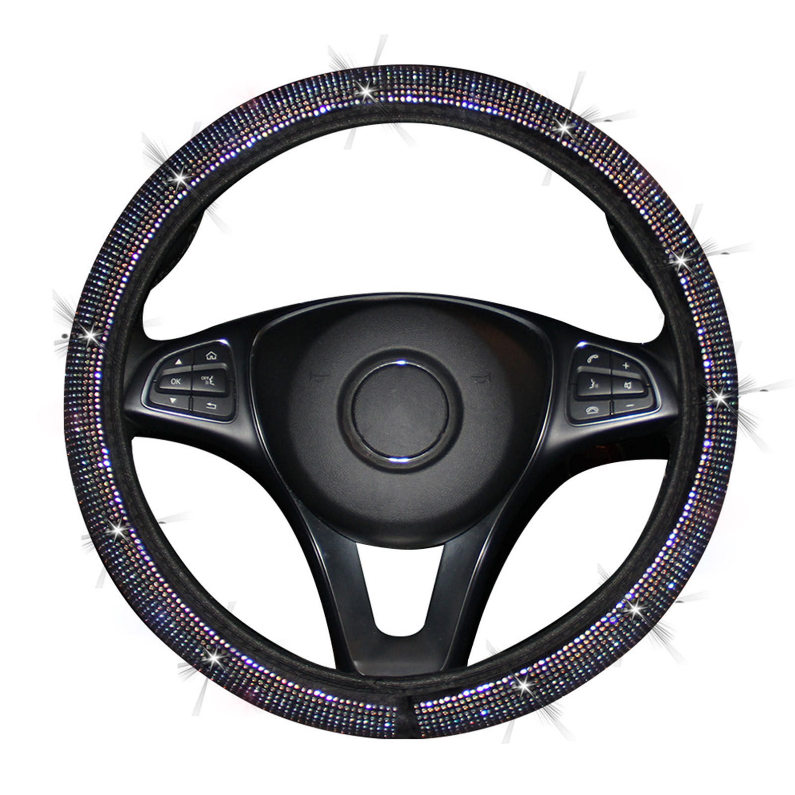 Housse De Volant Élastique À Motif Diamant Cristal, Prise En Main Confortable Et Antidérapante, Universelle Pour Volants De 37 À 38 Cm