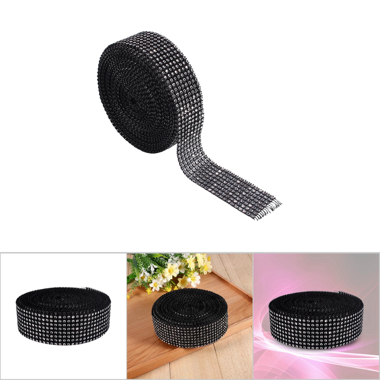 8-reihiges Diamant-netzband, Kristall-strassband, Funkelnd, 10 Yards, Schwarz