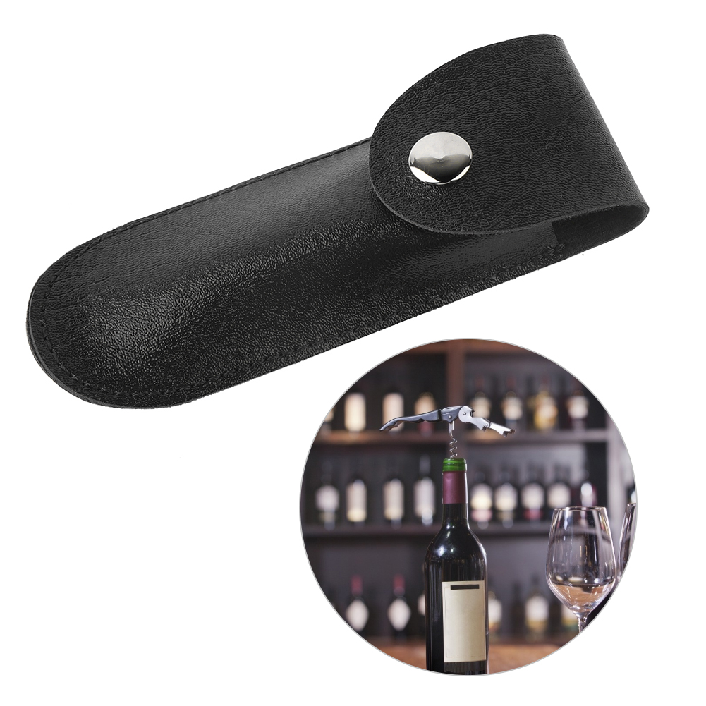 Neues Flaschenöffner-lederetui, Kleine Ledertasche, Weinmesser-set, Weinwerkzeug-tasche Aus Pu-leder (schwarz)