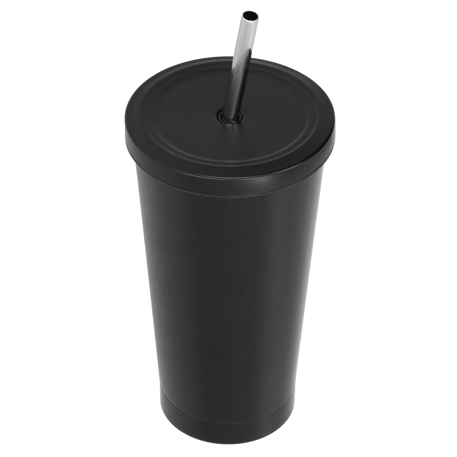 500 Ml Kleiner Vakuum-kaffeebecher Mit Strohhalmdeckel Für Zuhause, Büro Und Reisen, Schwarz