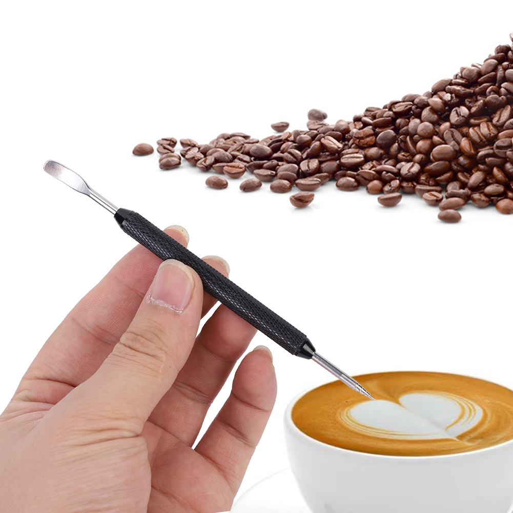 Edelstahl-latte-zieh-blumennadel, Kaffeekunststift, Diy-latte-dekorationswerkzeug, Schwarz