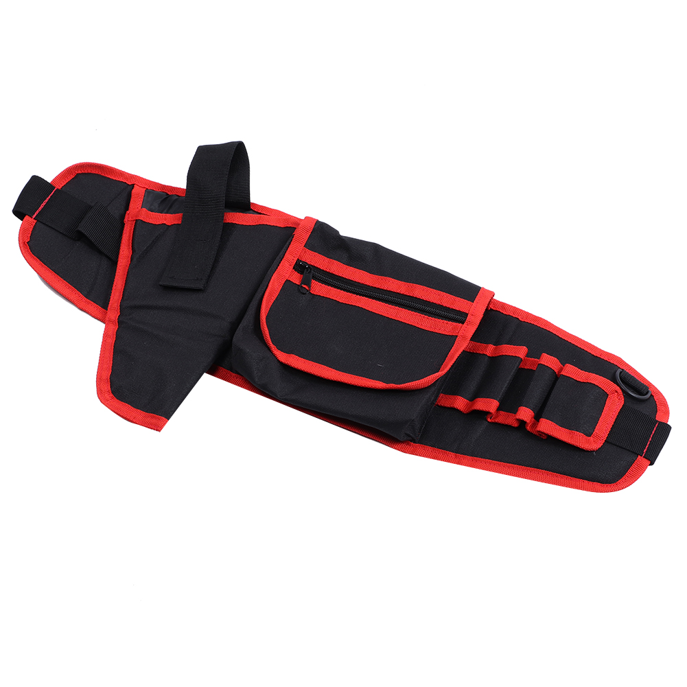 56 X 16 Cm Multifunktionale Gürteltasche Für Gartengeräte Und Elektrikerwerkzeuge Mit Mehreren Fächern, Schwarz + Rot