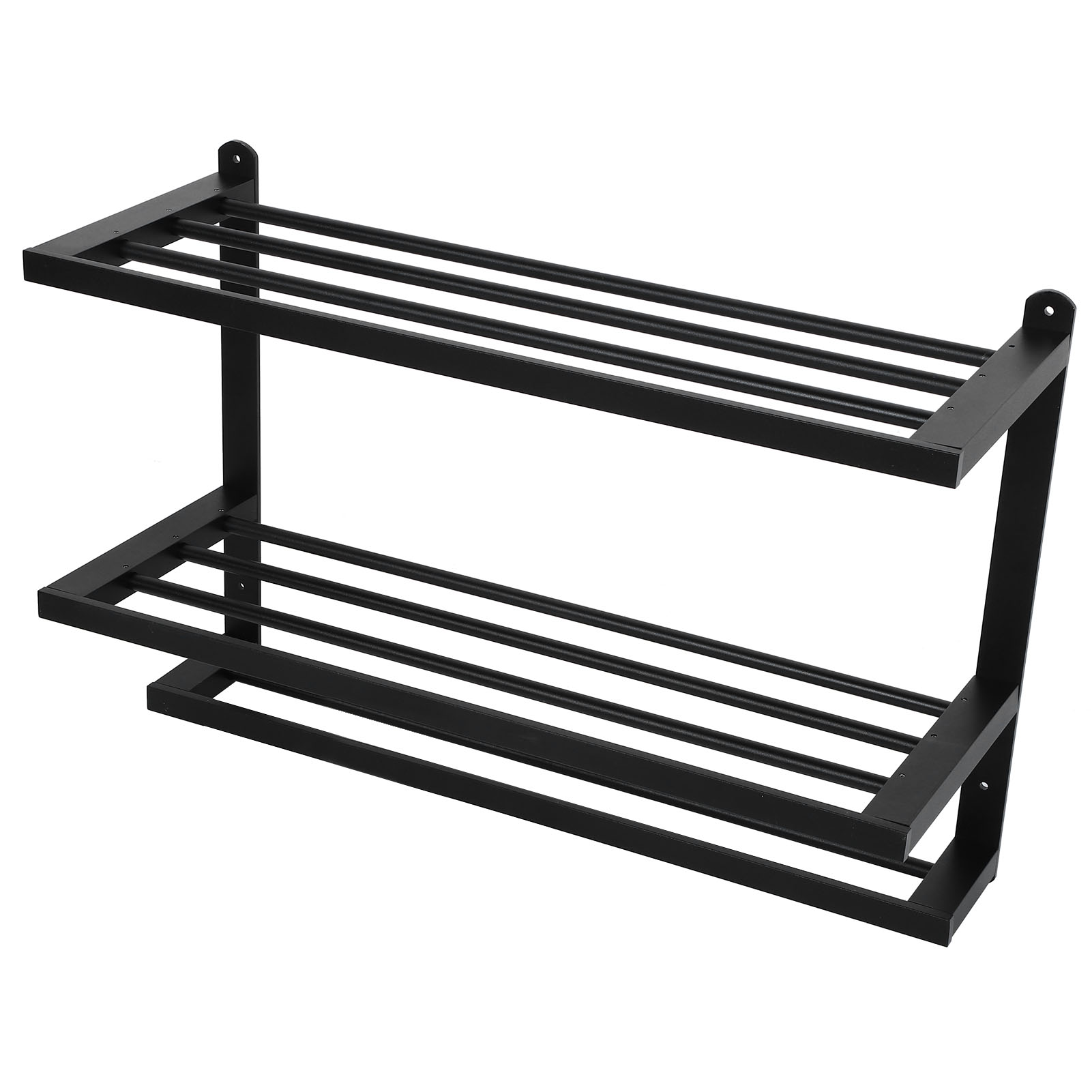 3-stöckiger, Schwarzer Wandhandtuchhalter Aus Aluminium – Badezimmer-organizer-zubehör