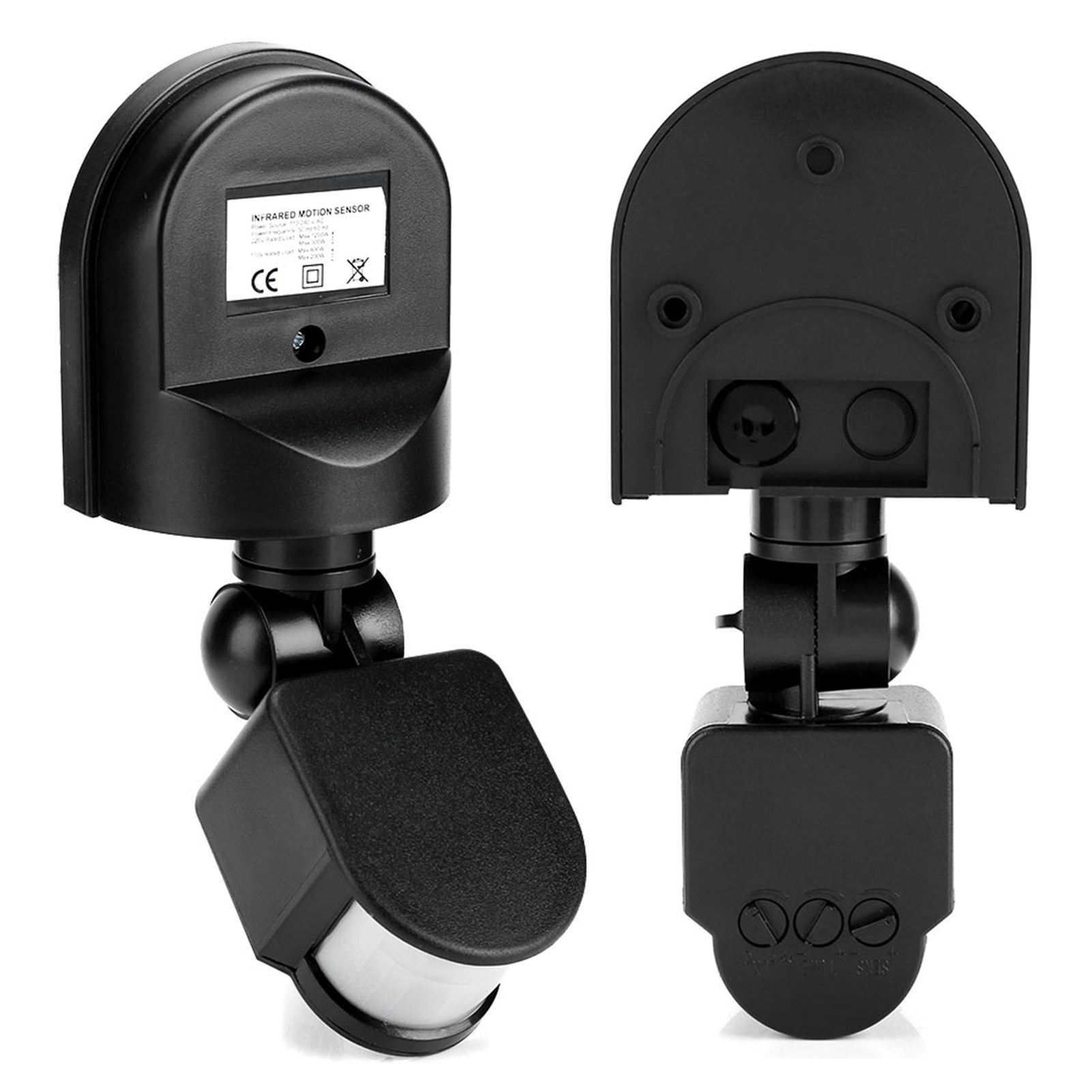 110v-240v Einstellbarer Pir-körperbewegungssensor Mit Infrarotsensor Und Lampenschalter (schwarz)