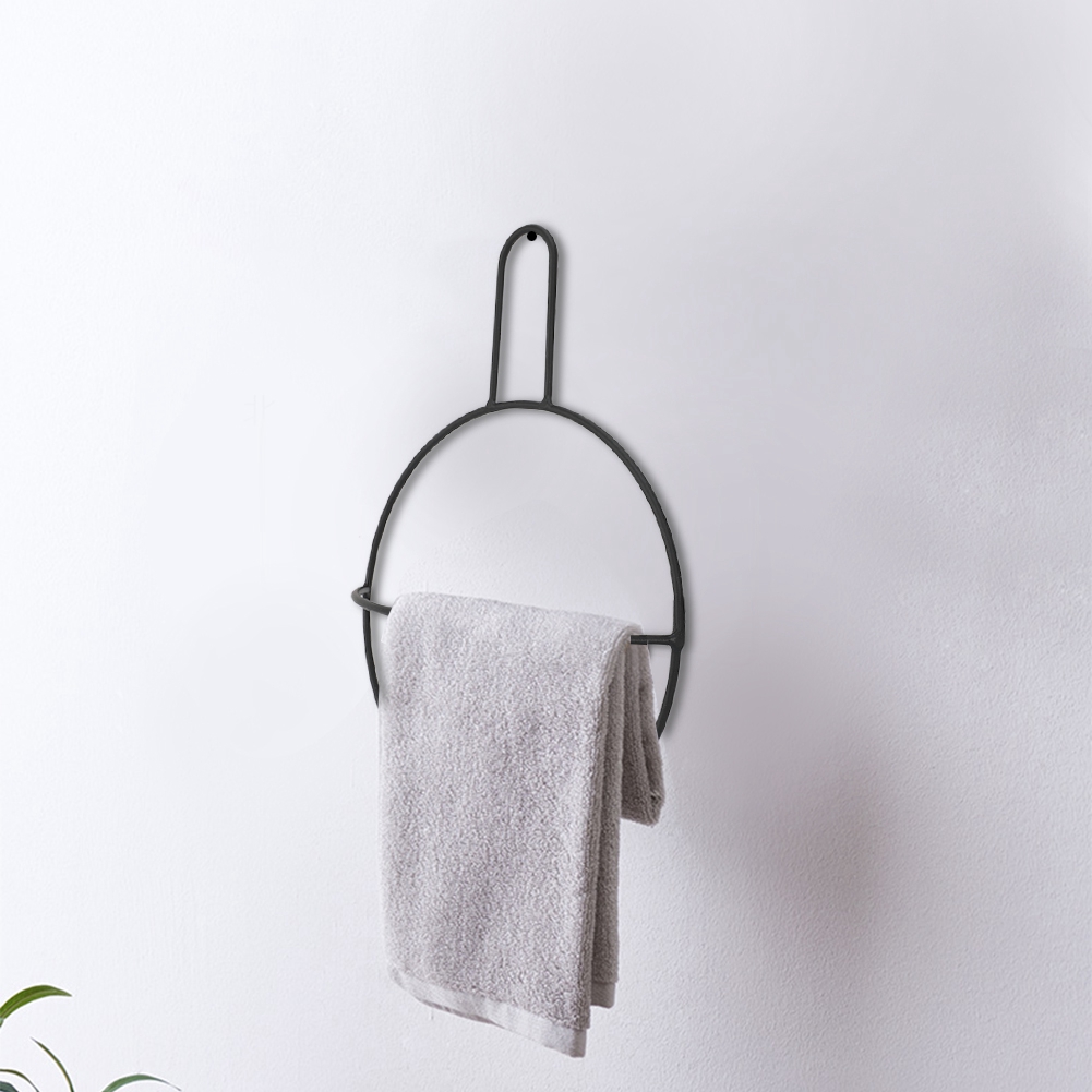 Wandmontierter Handtuchhalter Mit Ringablage Für Das Badezimmer (schwarz)