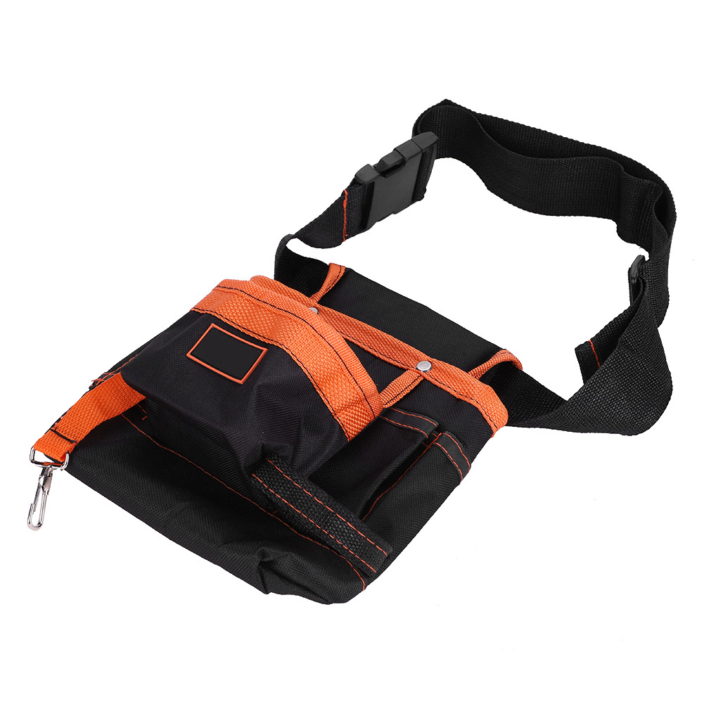 Werkzeuggürteltasche Mit 8 Fächern, Verstellbare, Tragbare Tasche, Elektrikertasche (schwarz, Orangefarbener Rand)