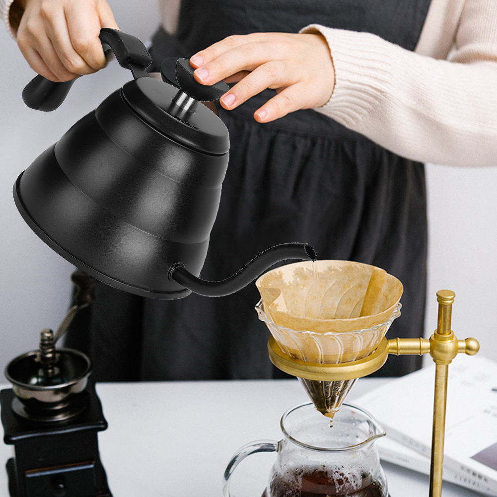 1-liter-kaffeekanne Aus Edelstahl 304 Für Den Haushalt, Schwarz