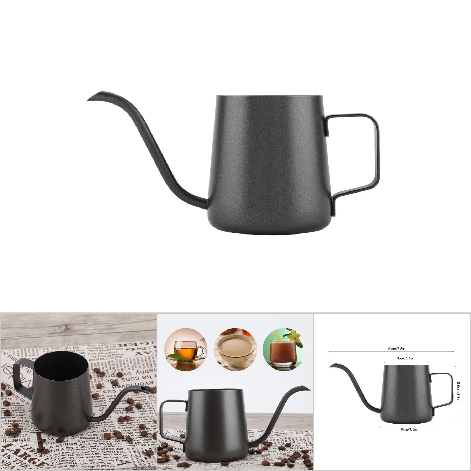 350 Ml Edelstahl-kaffeebereiter Mit Schwanenhals Für Filterkaffee, Teekanne, Kaffeekanne, Schwarz