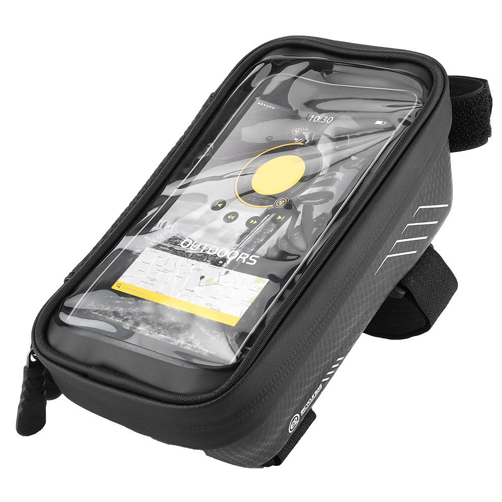 Wasserdichte Outdoor-hartschalen-fahrradlenkertasche Mit Aufbewahrungsfach Und Handyhalterung, Schwarz