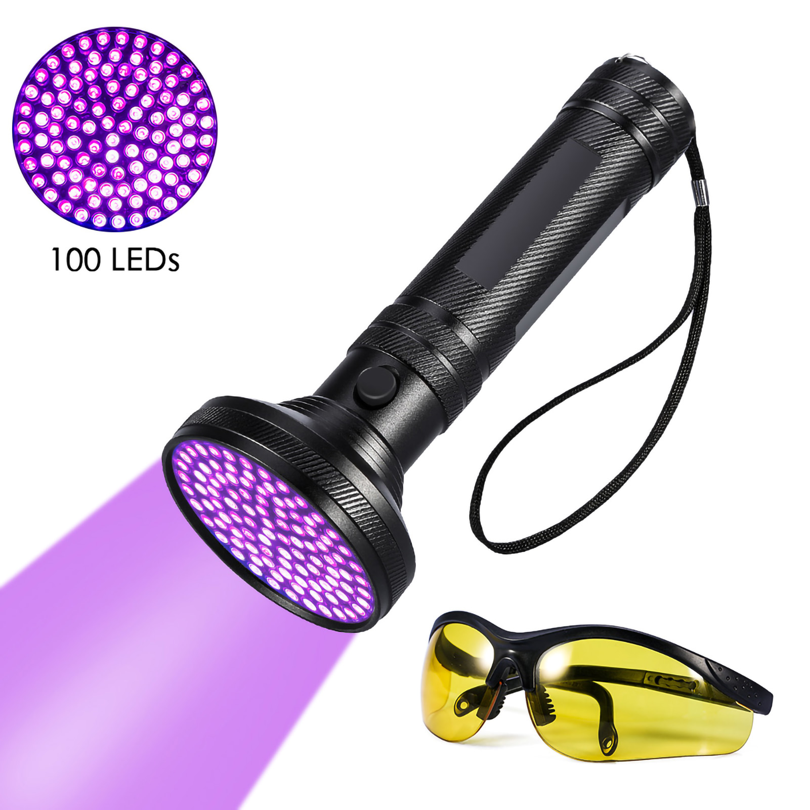 Uv-taschenlampe Zur Erkennung Von Haustierurin Und Anderen Flecken, Helle 100 Leds, Schwarzlichtlampe Mit Uv-sonnenbrille