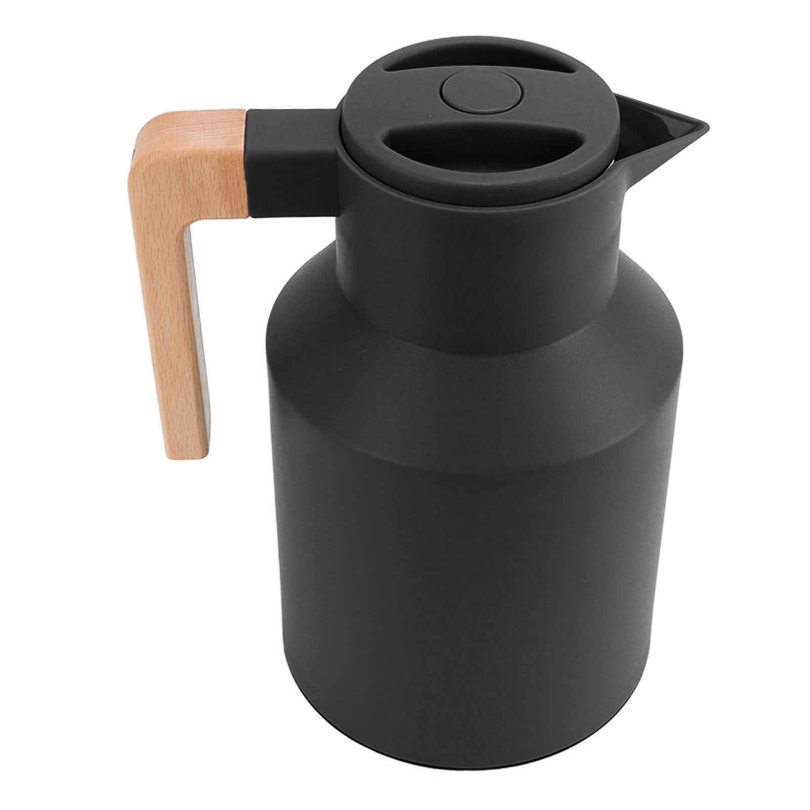 Schwarzer, 1 Liter Fassender, Isolierter Wasserkocher/kaffeemaschine Mit Holzgriff Im Europäischen Stil Für Den Hausgebrauch.