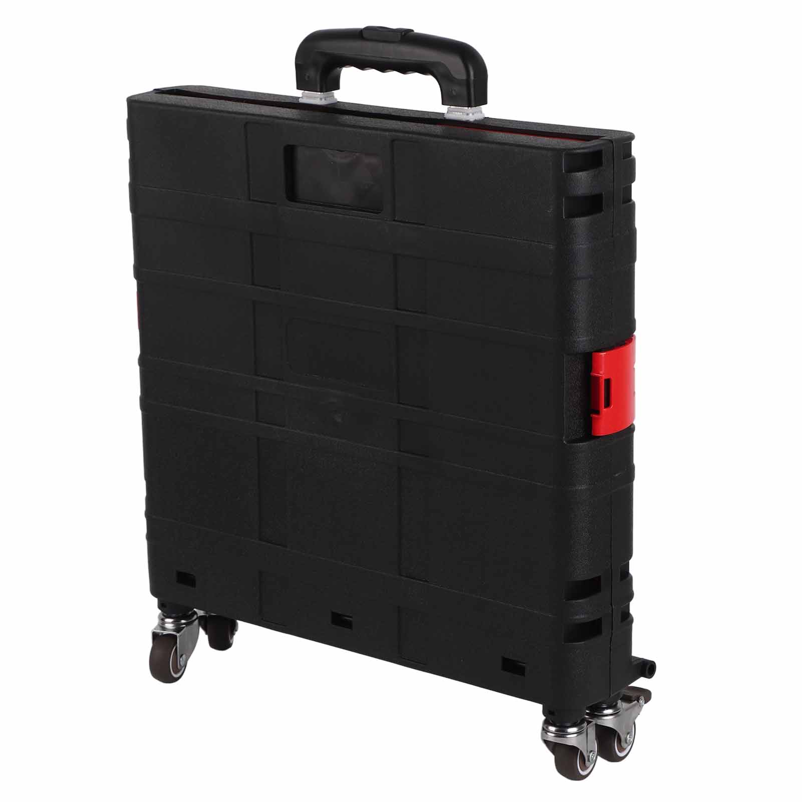 Großer, Schwarzer, Faltbarer Einkaufswagen Mit 4 Leisen Rädern Und Bremsen, Ideal Zum Einkaufen, Für Märkte, Den Heimgebrauch Oder Verkaufsstände. Inklusive Abdeckplatte.