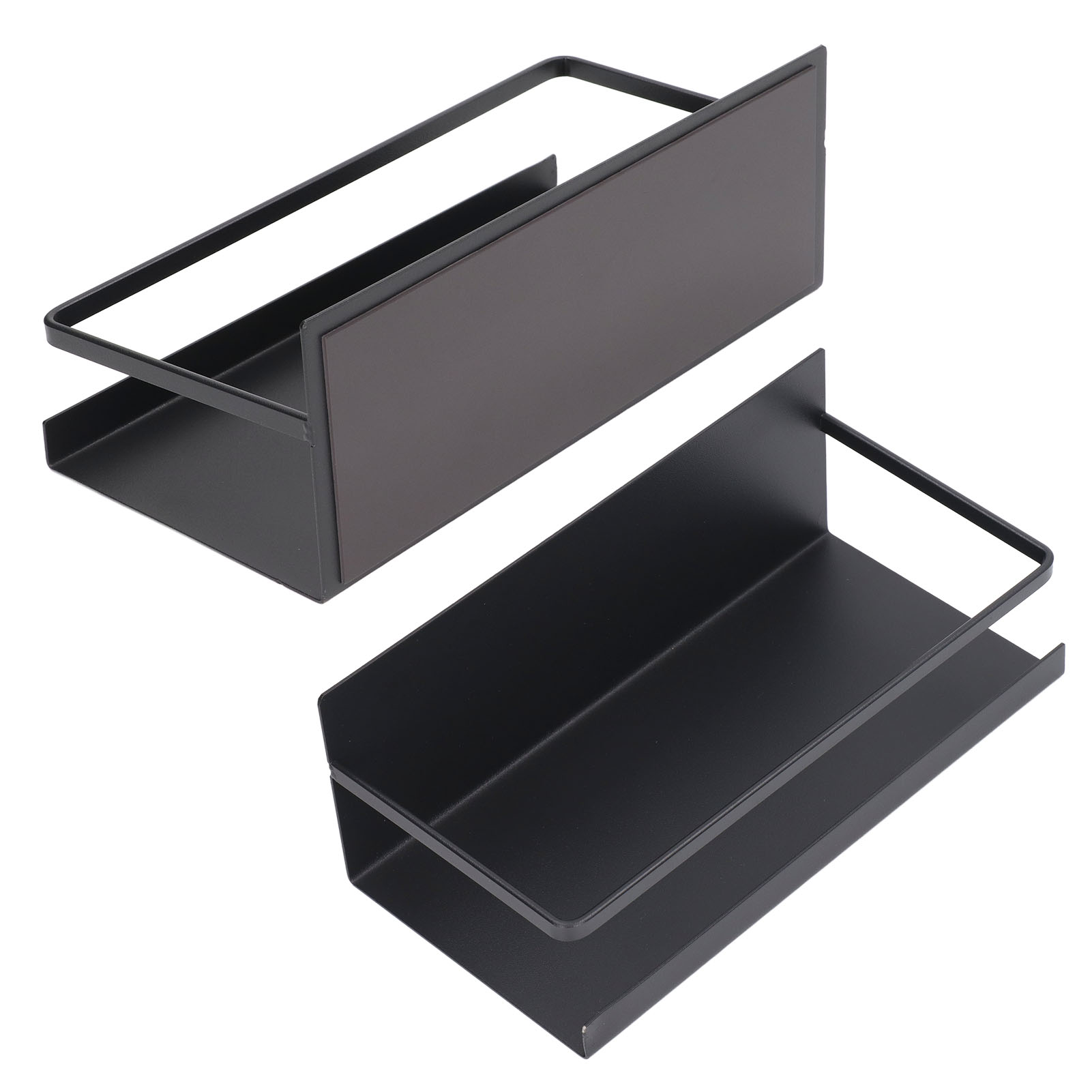 Set Aus 2 Schwarzen Magnetischen Gewürzregalen Aus Eisen Mit 4 Abnehmbaren Haken, Für Olivenölflaschen, Platzsparende Aufbewahrung Am Kühlschrank.