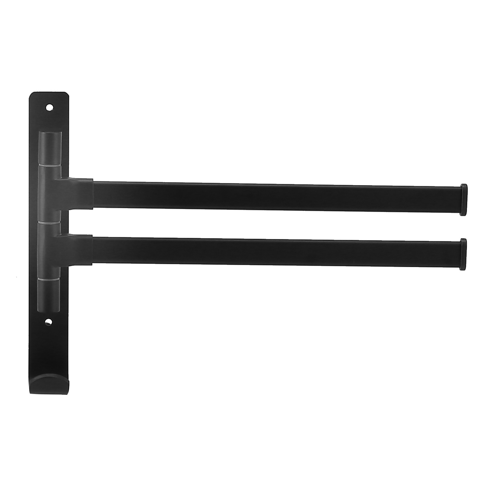 Drehbarer 2-armiger Handtuchhalter Aus Schwarzem Aluminium, Bohrfreie Montage, Wandmontierte Badezimmeraufbewahrung, Klappbare Halterung