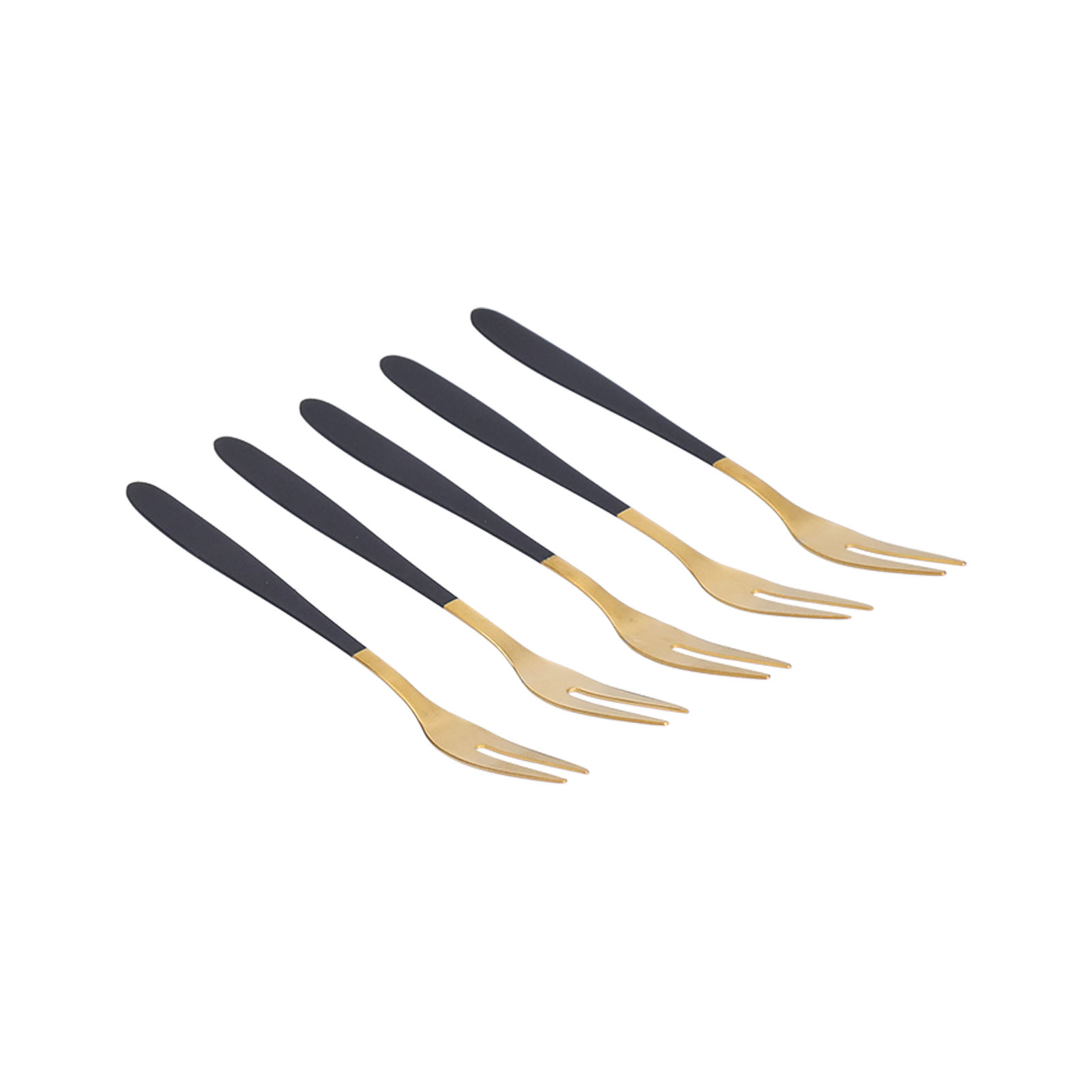 Set Mit 5 Schwarzen Und Goldenen Obstgabeln Aus Edelstahl 304, Kreatives Europäisches Design, Obstspieße Für Desserts, Inklusive Weißer Schachtel