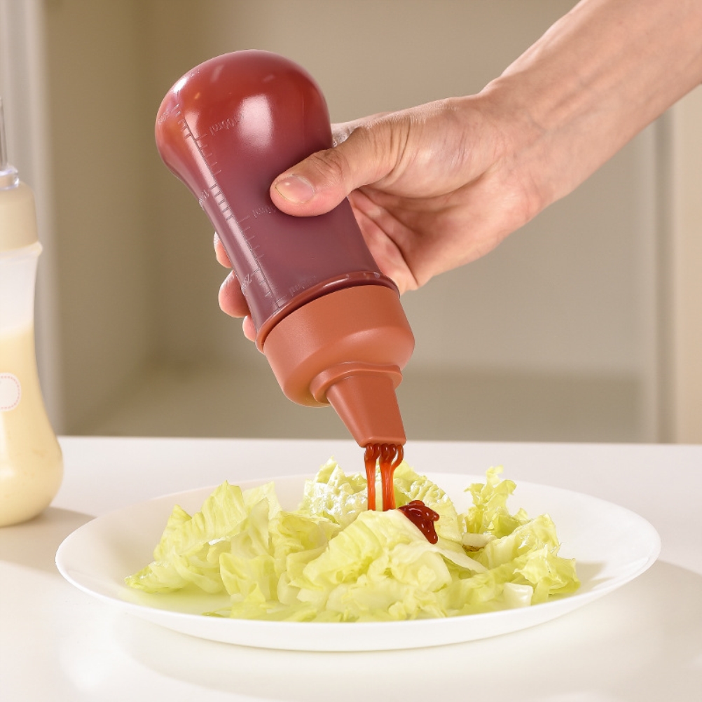Küchenmessflasche Mit 5 Löchern Und Staubdichtem Deckel, Graduiert, Für Salatdressings, Ketchup Und Würzmittel (opp-beutel) – Schwarz