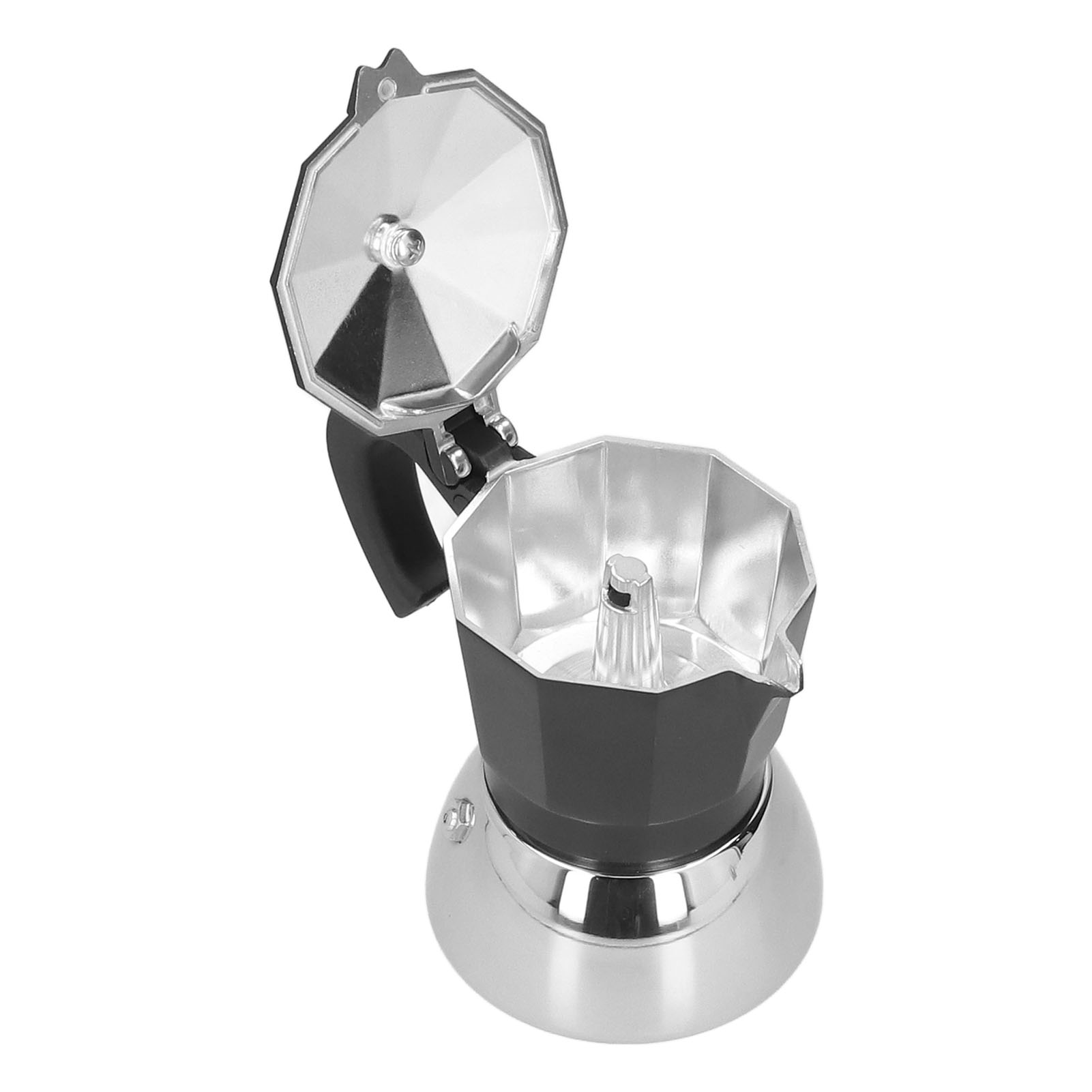 Italienische Moka-kanne, 4 Tassen, 180 Ml, Schwarze Espressokanne Für Zuhause, Achteckiges Design, Konzentrierte Extraktion, Klassisches Italienisches Kaffeeset
