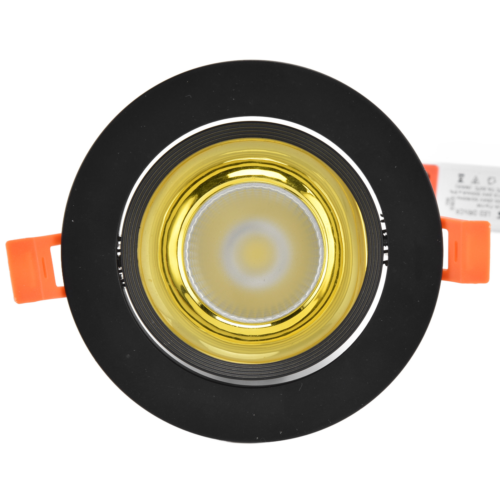 7w Cob Led Einbaustrahler, 4,3 Zoll Verstellbarer Deckenstrahler, 6000k Kaltweißes Einbaulicht, 100-264v, 95mm Ausschnitt, Schwarzes Gehäuse, Goldener Ring.