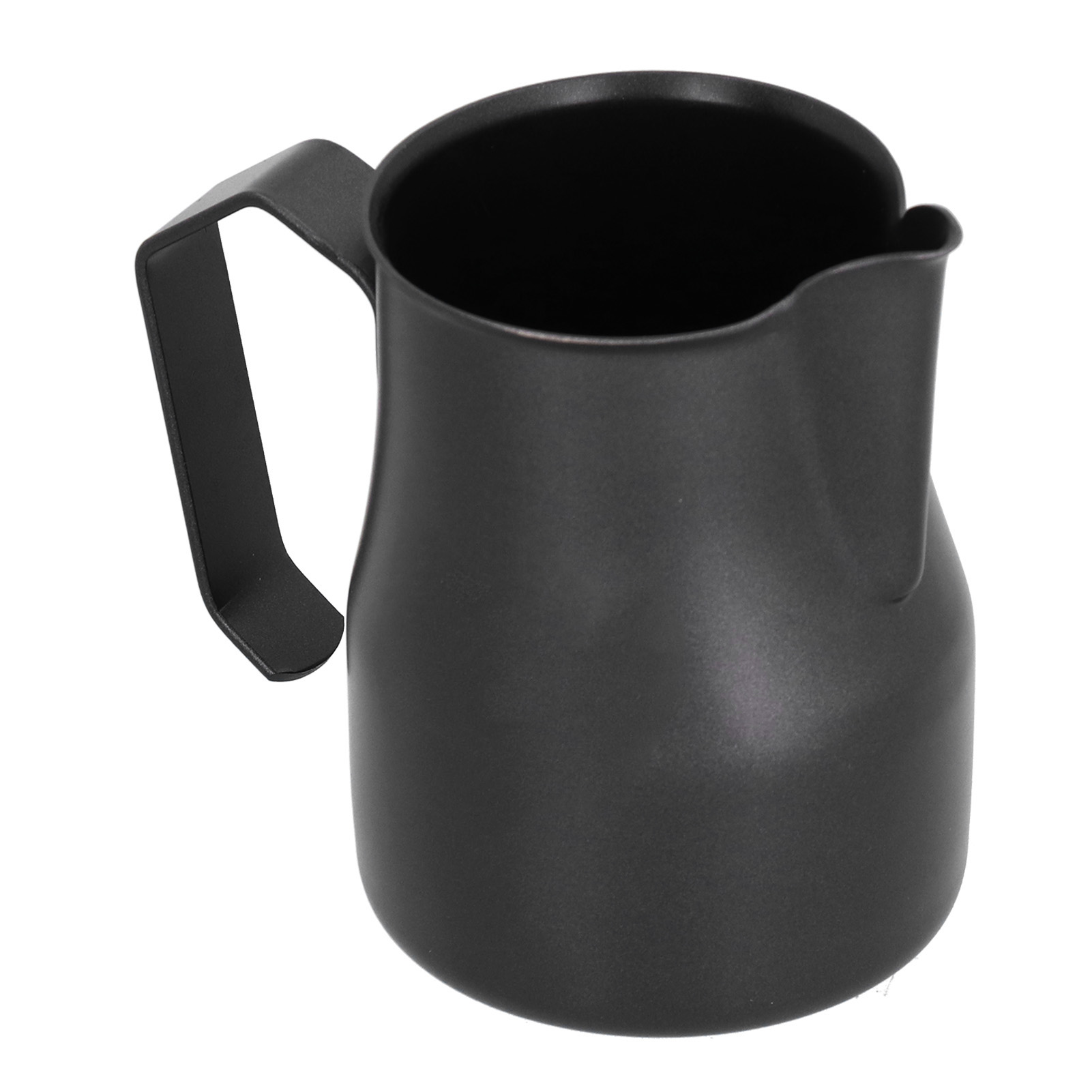 Milchkaraffe Aus Edelstahl Für Kaffee, 500 Ml Barista-kanne, Breiter Korpus, Schwarz Und Silber Mit Logo