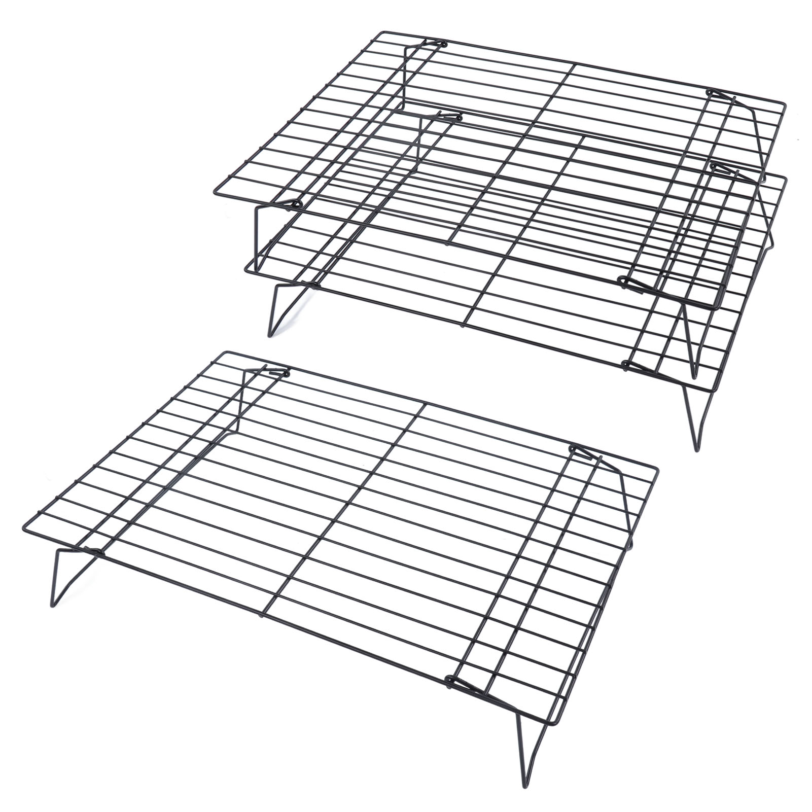 33 Cm Großer, Antihaftbeschichteter, Schwarzer Kühlrost Mit 3 Etagen, Für Kuchen, Kekse, Brot, Gebäck, Grillgerichte, Terrasse Und Picknicks.