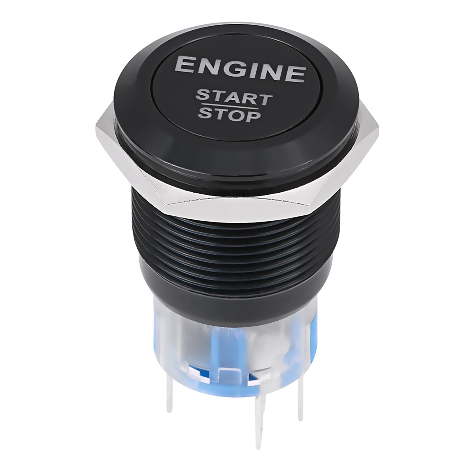 12v Weißer Led-startschalter Für Autos, Druckknopf Aus Schwarzer Zink-aluminium-legierung