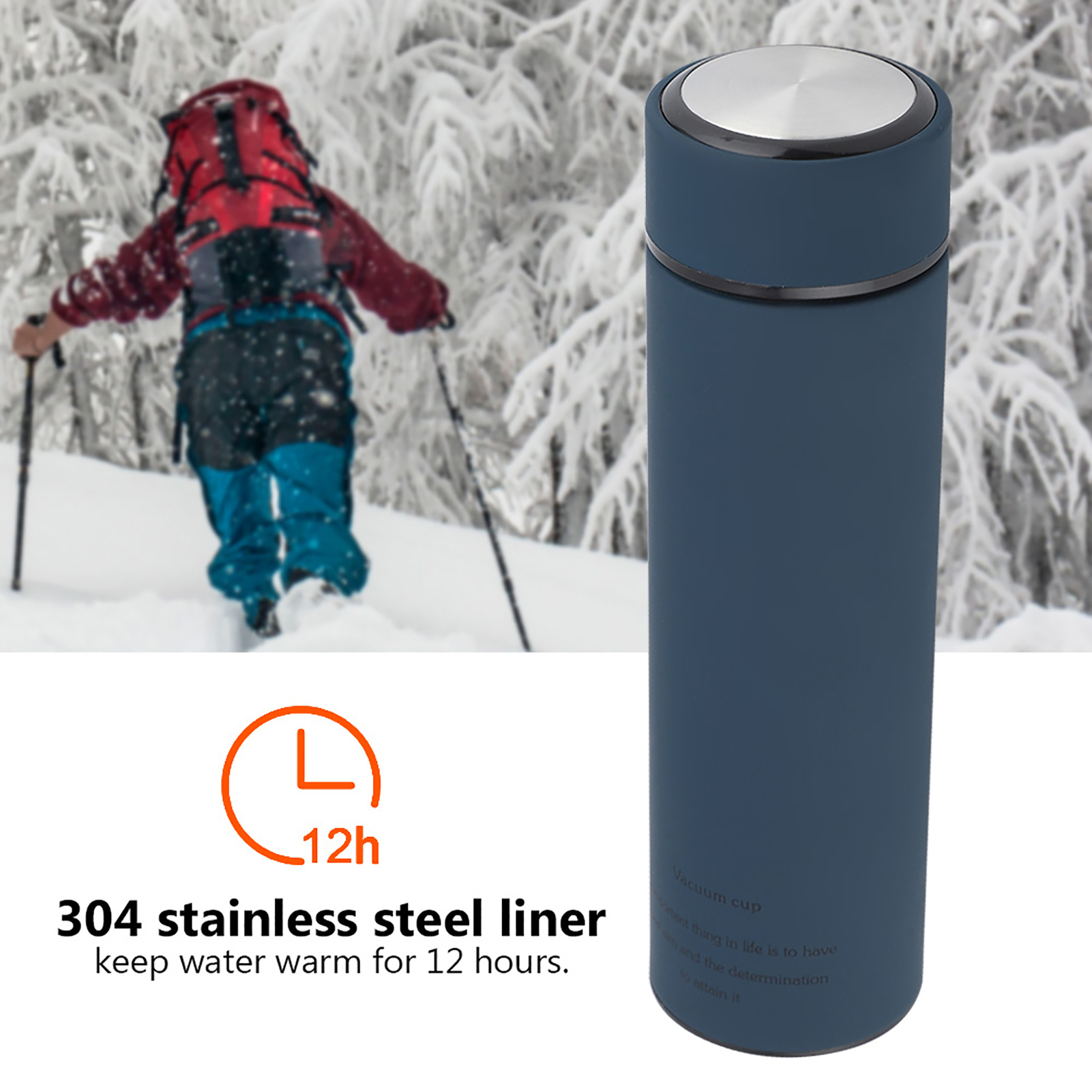Edelstahl-wasserbecher, Teetassen, Vakuumflasche Fürs Büro (dunkelblau, 500 Ml)