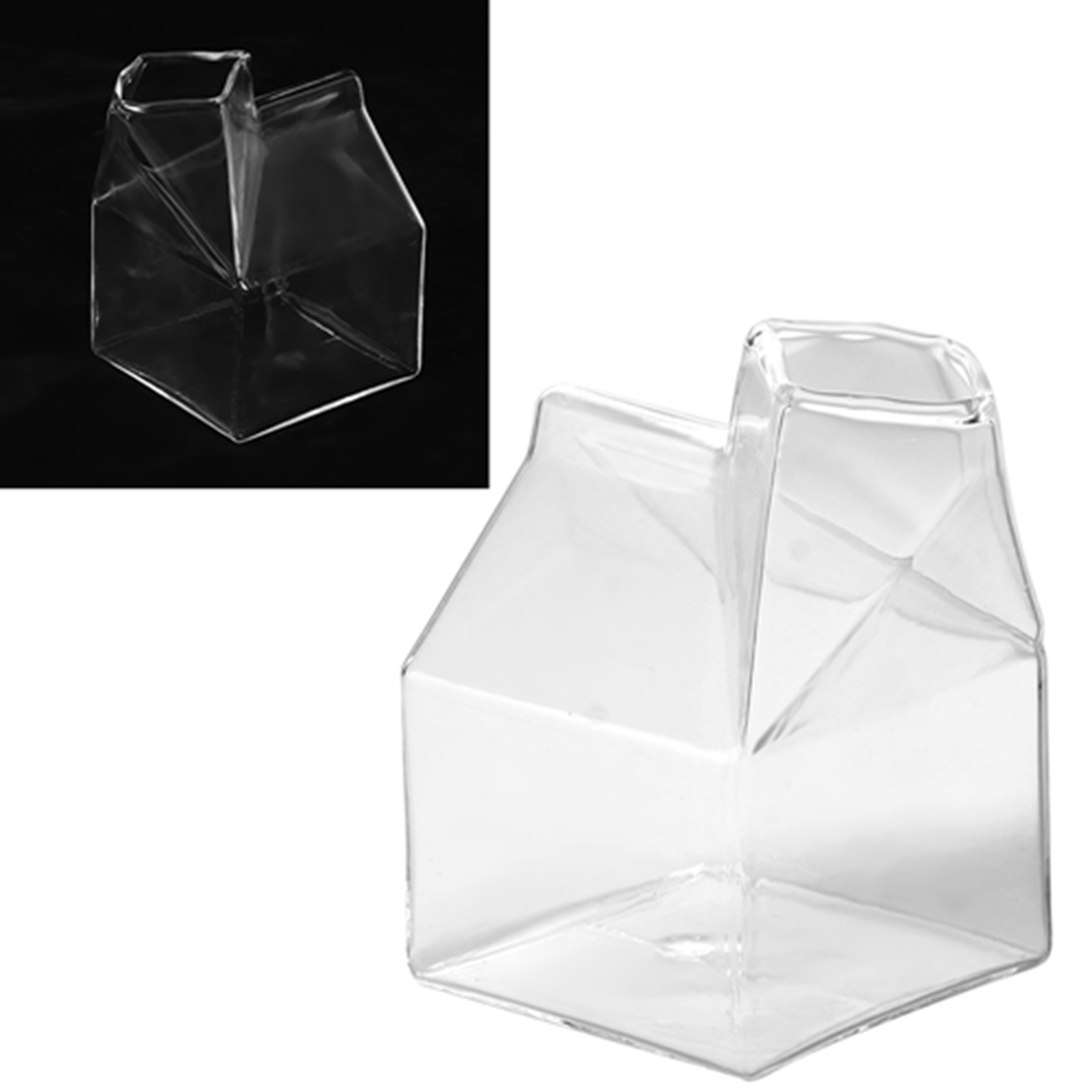 Niedlicher, Transparenter Glasbecher In Hausform Für Kaffee, Milch Und Wasser, Inklusive Ausgießer Und Kartonbehälter