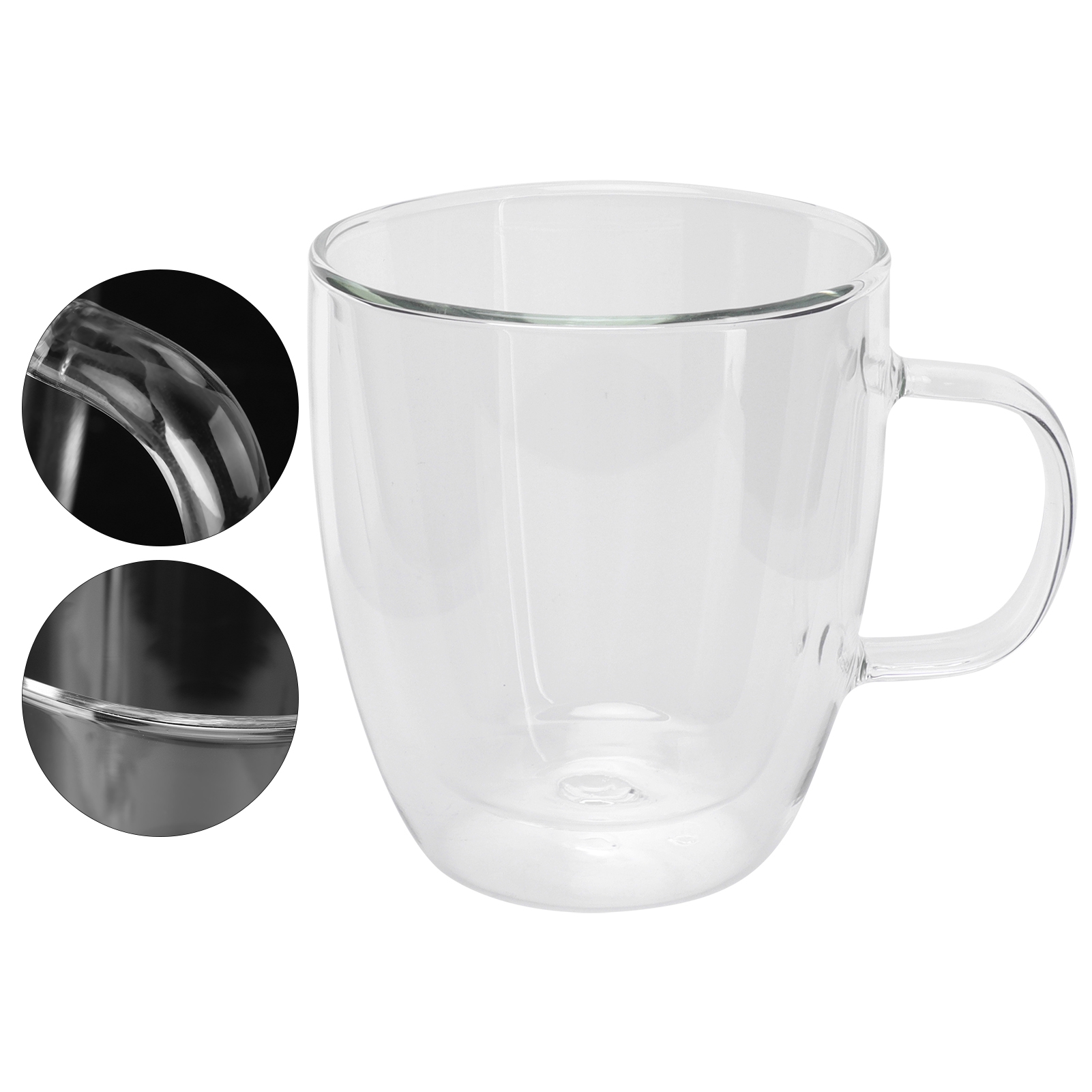 Doppelwandiger Becher Mit Henkel, Transparenter Glasbecher Für Kaffee, Heiße Und Kalte Getränke Wie Milch Und Tee, 250 Ml