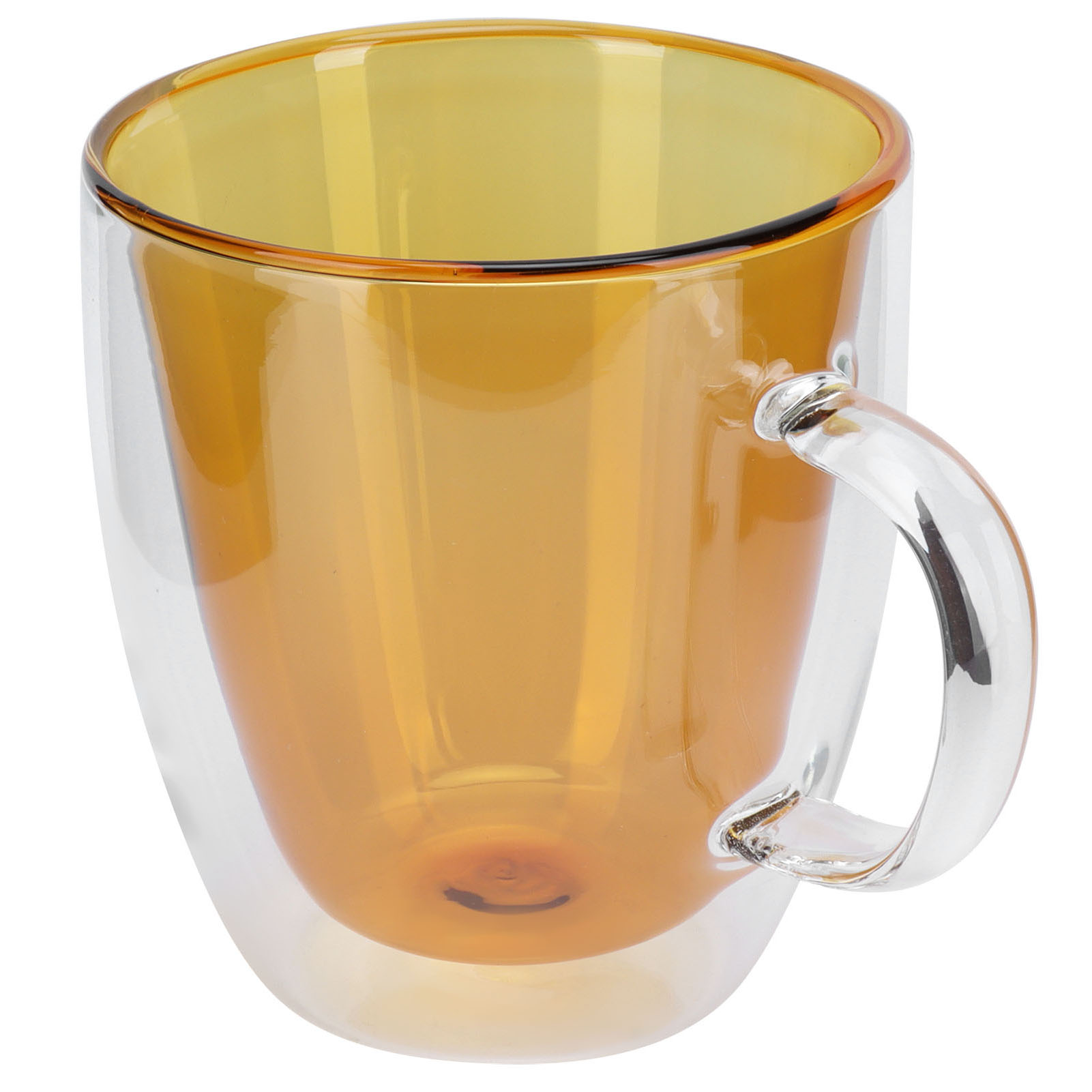 2-lagiger Zylindrischer Kaffeebecher, Hitzebeständig, Transparenter Milchbecher Für Zuhause, Schule Und Büro (gelbe Innenauskleidung)
