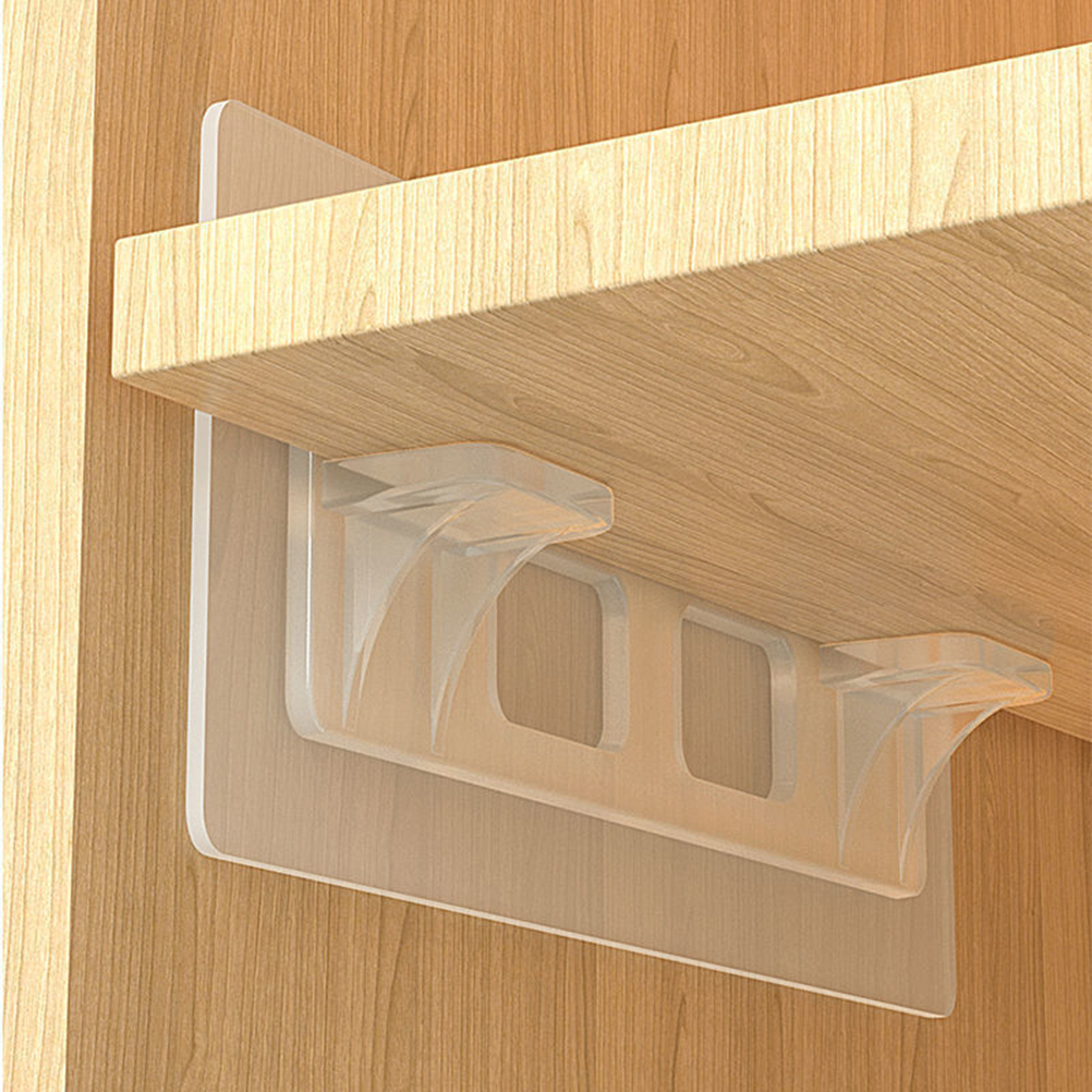 Packung Mit 10 Transparenten, Selbstklebenden Regalwinkeln 7x16cm, Ohne Bohren, Befestigungen Für Kleiderschrankaufbewahrung, Wiederverwendbare Selbstklebende Befestigungslaschen.