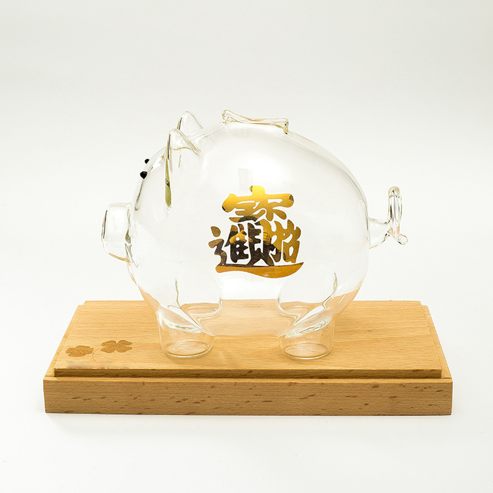 Transparente Glas-spardose, Squid-game-figur, Geschenkbox (1 Stück), Glücksbringer + Ständer