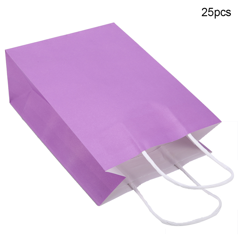 25 Stück Geschenktüten Aus Kraftpapier Mit Henkel, Lila, Ideal Als Gastgeschenktüten Für Hochzeiten, Süßigkeiten Oder Andere Gastgeschenke.
