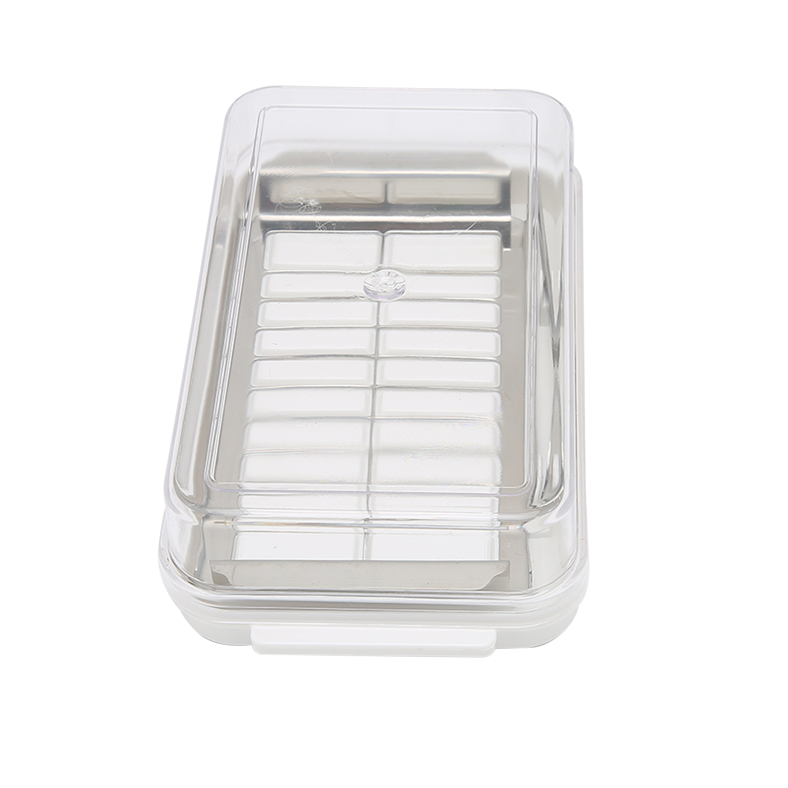 Butter- Und Käseaufbewahrungsbox Aus Edelstahl Mit Transparentem Deckel Für Die Küche, Weißes Gehäuse