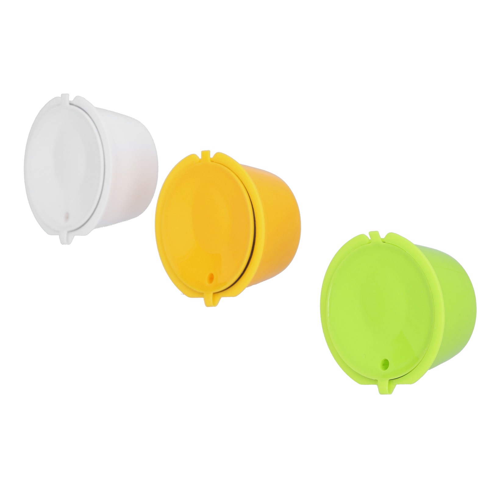 3er-set Bunte, Wiederverwendbare Kaffeefilter, Kaffeekapseln, Becher Mit Bürste Und Löffel, Café-zubehör, Gelb, Grün, Weiß