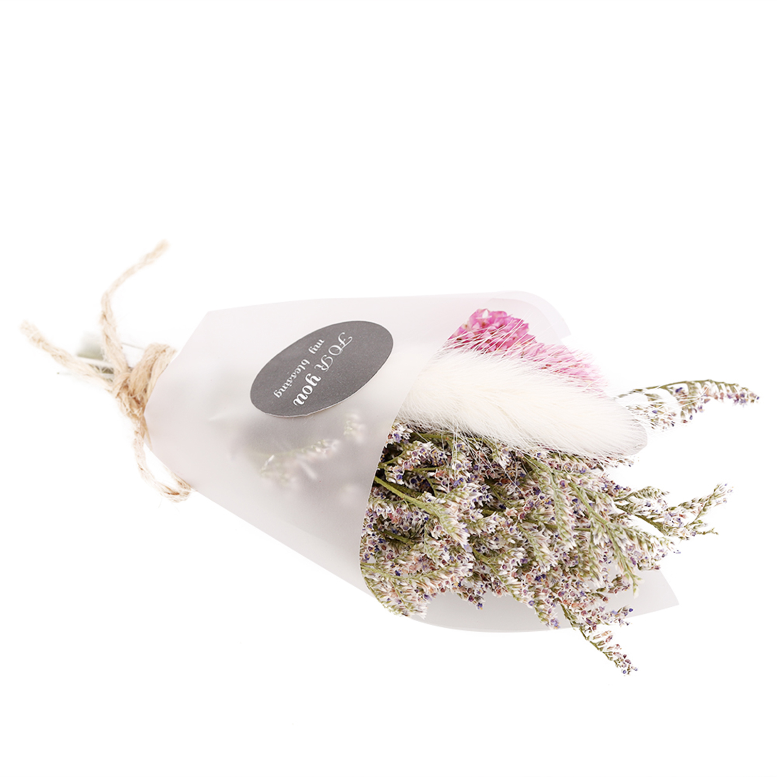 Kleiner Strauß Natürlicher Trockenblumen, Hochzeitsdekoration, Trockenblumengeschenk (weißes Kaninchen)