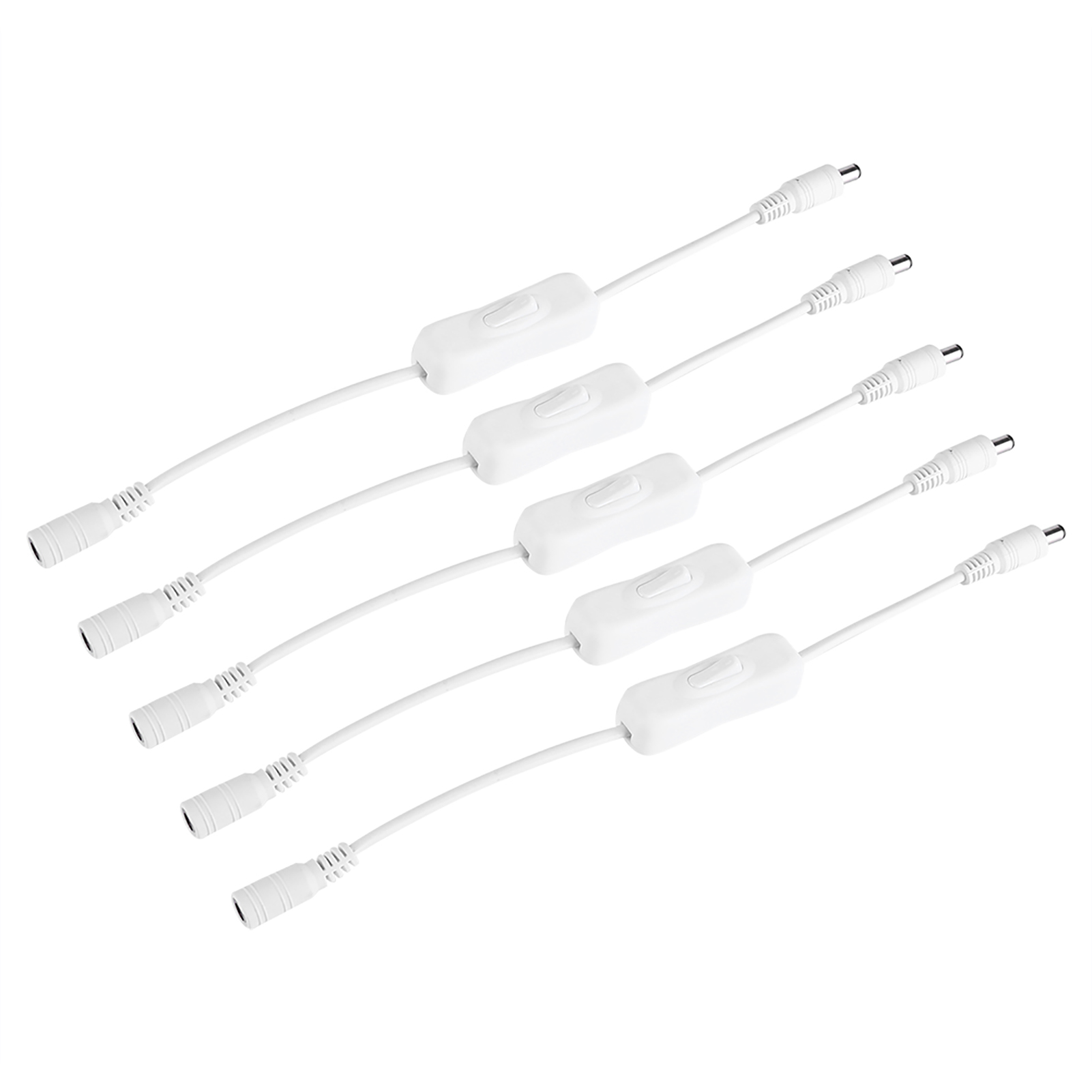 Stück Led-streifenlicht-kabelschalter Mit Weiblichen Und Männlichen 12v-gleichstromanschlusssteckern, Weiß