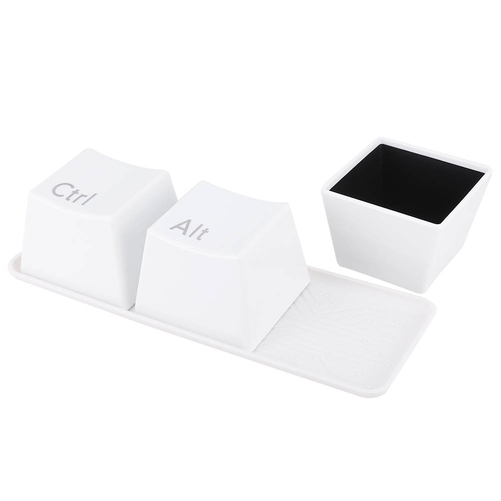 Innovatives, Niedliches Wasserbecher-set In Tastaturtastenform Mit Tablett Für Den Heimgebrauch, Weiß