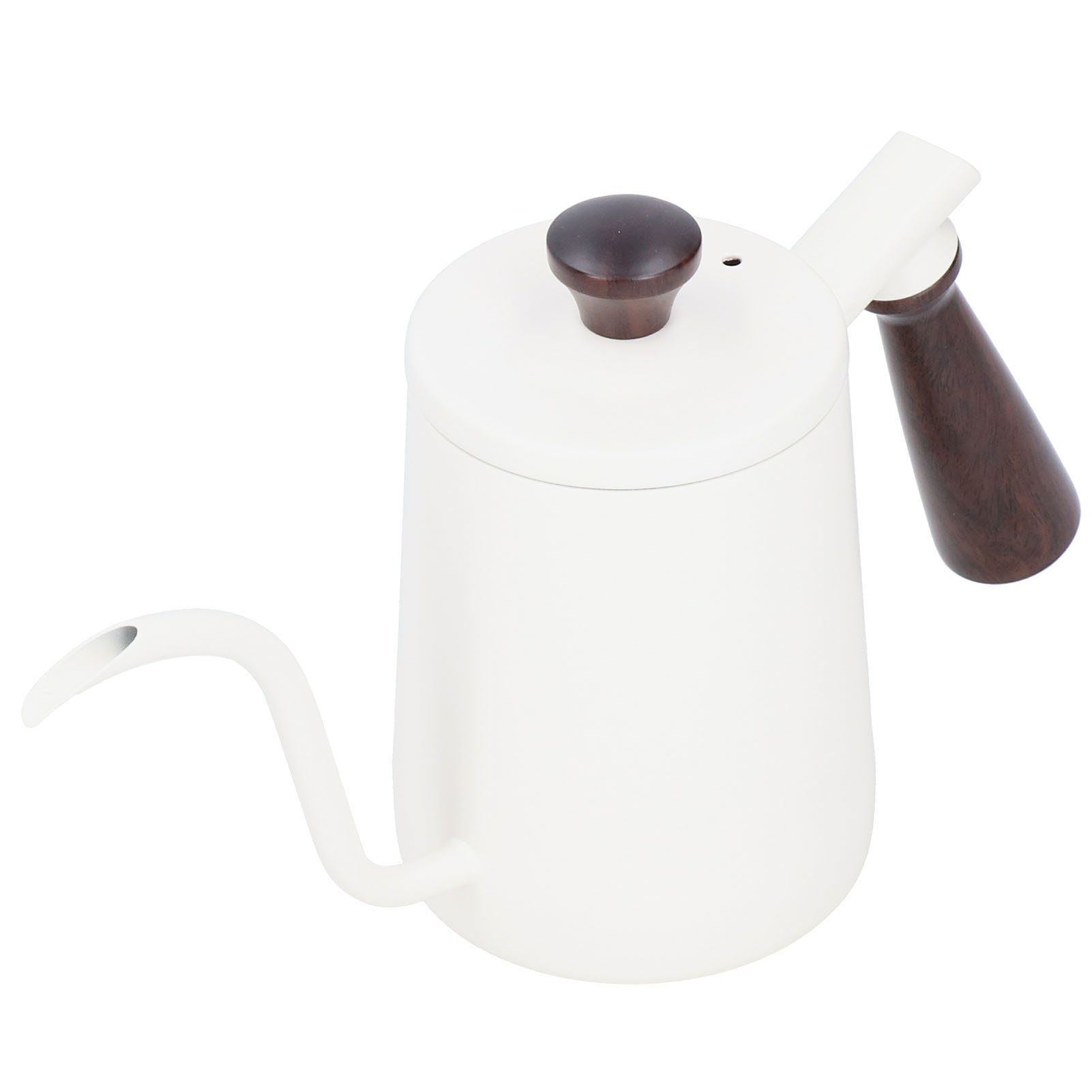 Tragbarer Edelstahl-kaffeekessel Mit Holzgriff, Langem Schwanenhalsausguss, Weiß, 700 Ml