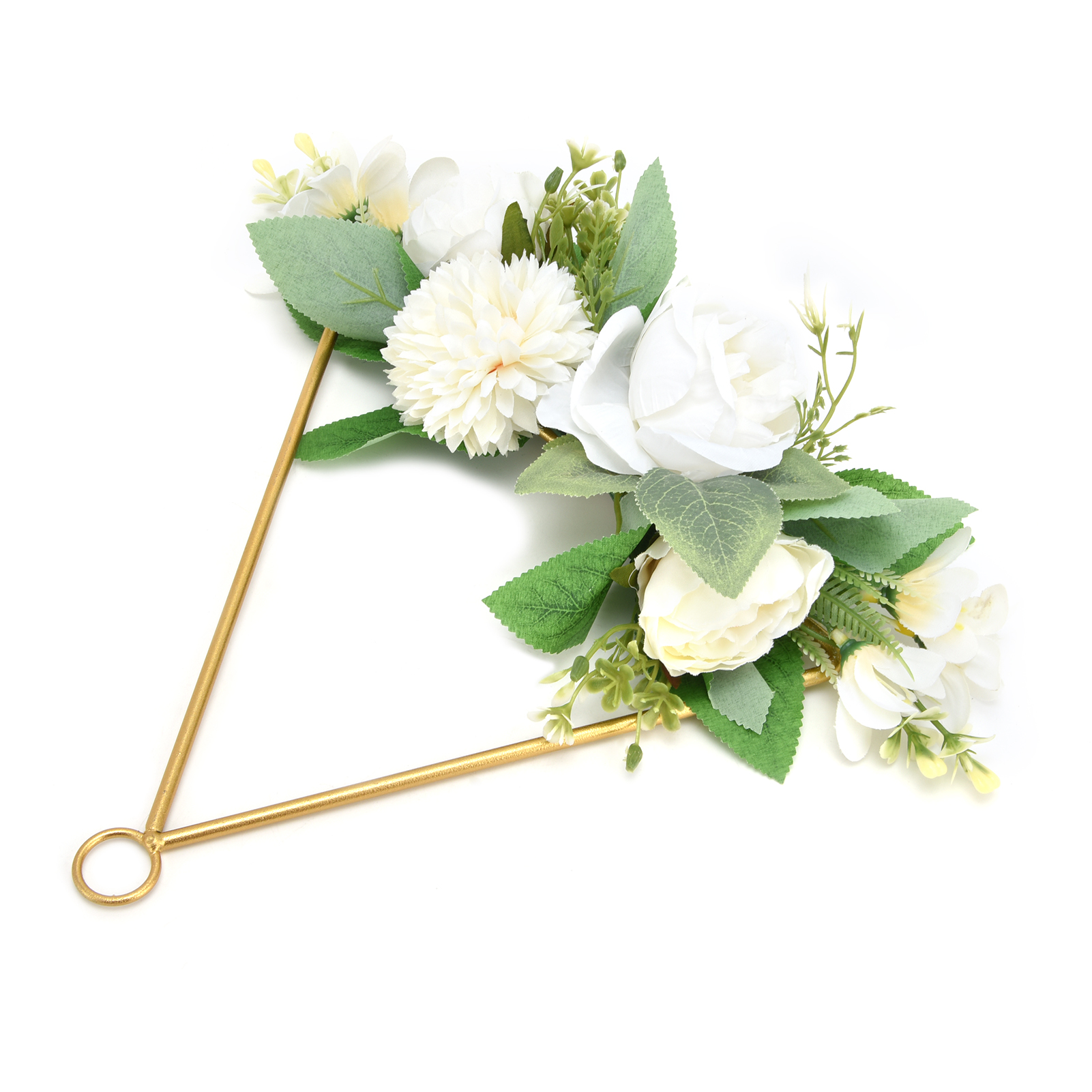 Dreieckiger Blumenkranz Aus Metallringen, Künstlicher Wandbehang Für Hochzeiten, Zuhause, Cafés