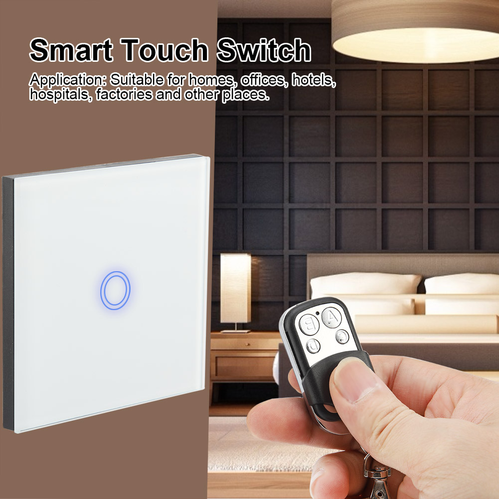 Smart-touch-schalter Mit 1-wege-blende Aus Gehärtetem Glas Und Drahtloser Fernbedienung (weiß)