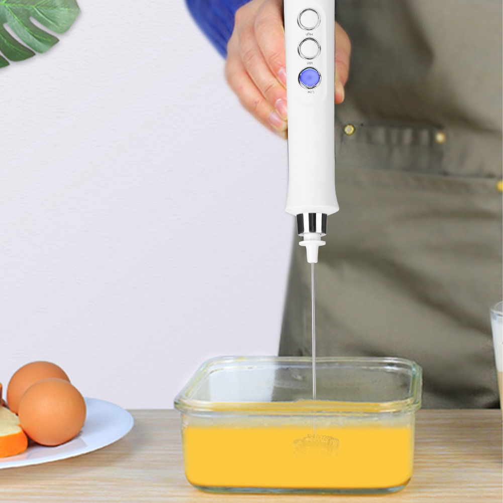 Tragbarer Elektrischer Usb-eierquirl, Milchaufschäumer, Kaffeerührer, Mixer, Küchenutensil, Weiß