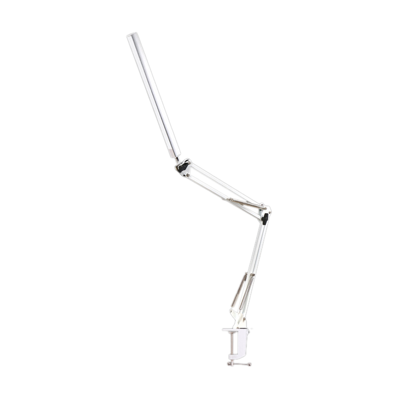 Zusammenklappbare Led-schreibtischlampe Mit Langem Arm, Augenschutz Zum Lesen, Leselampe Mit Klemme, Usb, 12 W, Weiß, Wiederaufladbar.