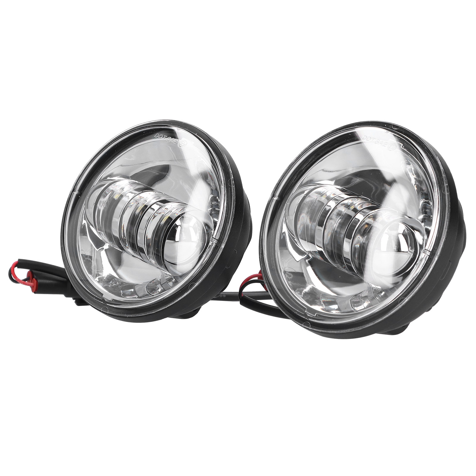 Set Mit 2 Runden 4,5-zoll-led-motorradnebelscheinwerfern, 6500k Weiß, Ip67 Wasserdicht, Silbernes Gehäuse, Universelle Scheinwerfer
