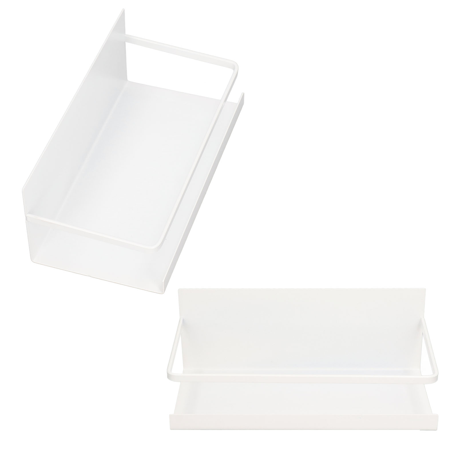 Set Aus 2 Magnetischen Gewürzregalen Aus Weißem Eisen Mit 4 Abnehmbaren Haken Zur Aufbewahrung Von Gewürzgläsern Und Olivenöl Am Kühlschrank