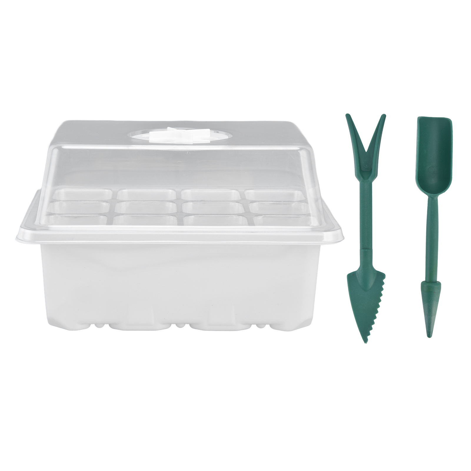 Set Mit 5 Anzuchtsets Mit Je 12 Löchern, Inklusive Belüfteten Sämlingstöpfen, Keimschalen Und Pikieretiketten (weiß)