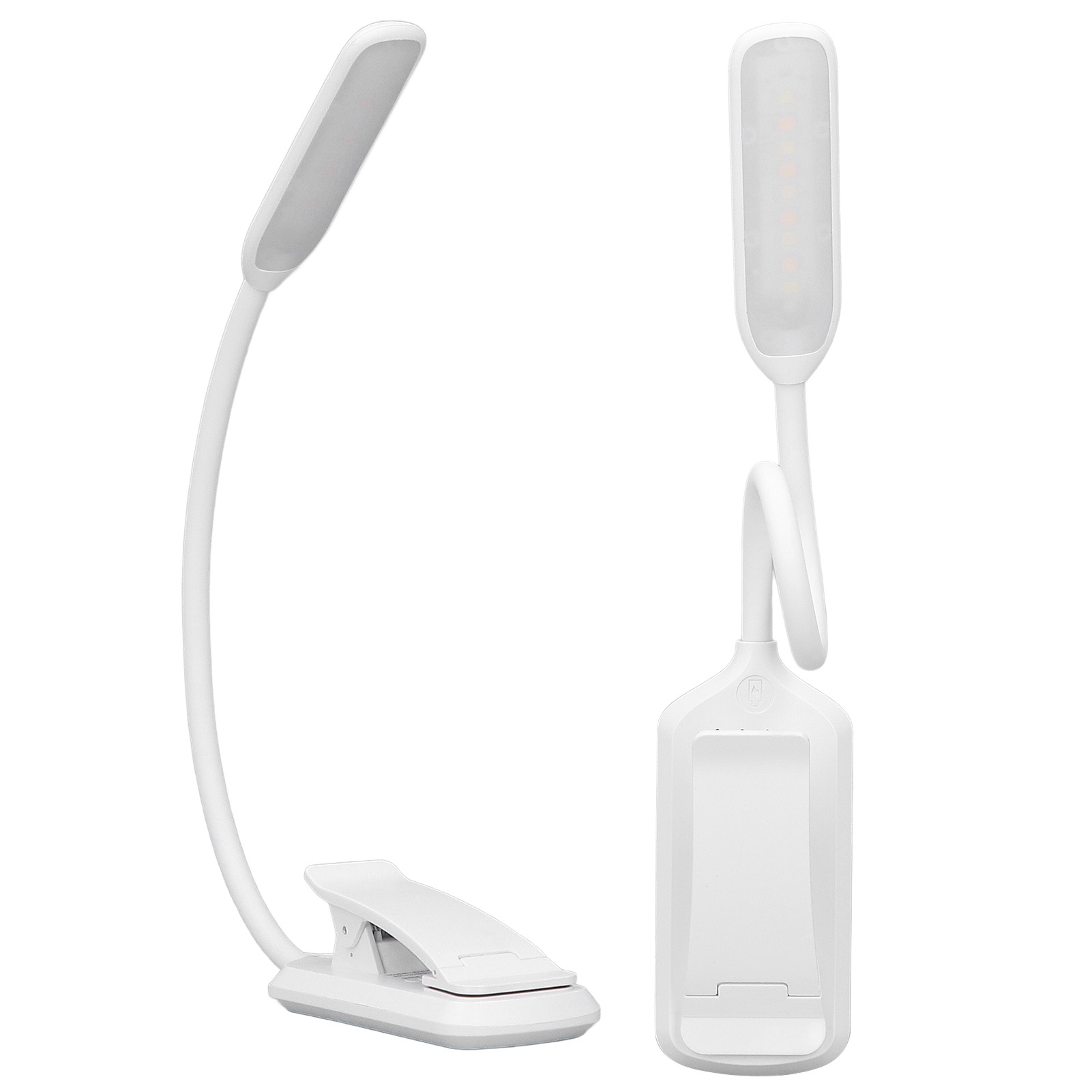 Berührungsempfindliche Led-schreibtischlampe, Tragbare, Faltbare Usb-mini-klemm-leselampe Zum Lernen, Augenschutz, Integrierter Akku, Gerader Lampenkopf, Weiß